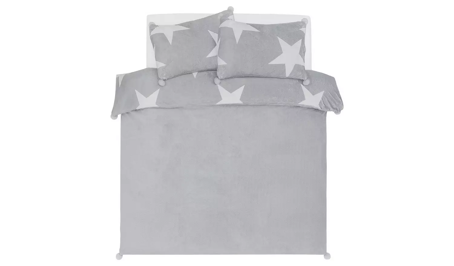 Argos Home Fleece Stars Grey & White Bedding Set - Single