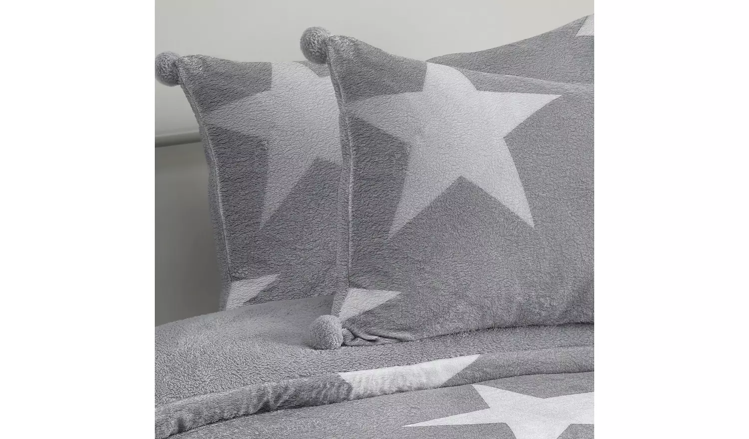Argos Home Fleece Stars Grey & White Bedding Set - Single