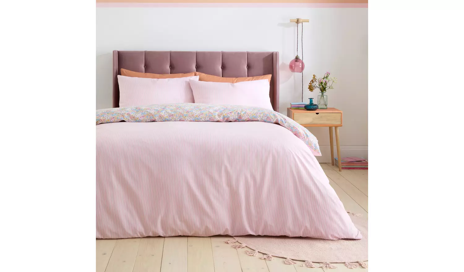 Catherine Lansfield Darcy Floral Pink Bedding Set - Single
