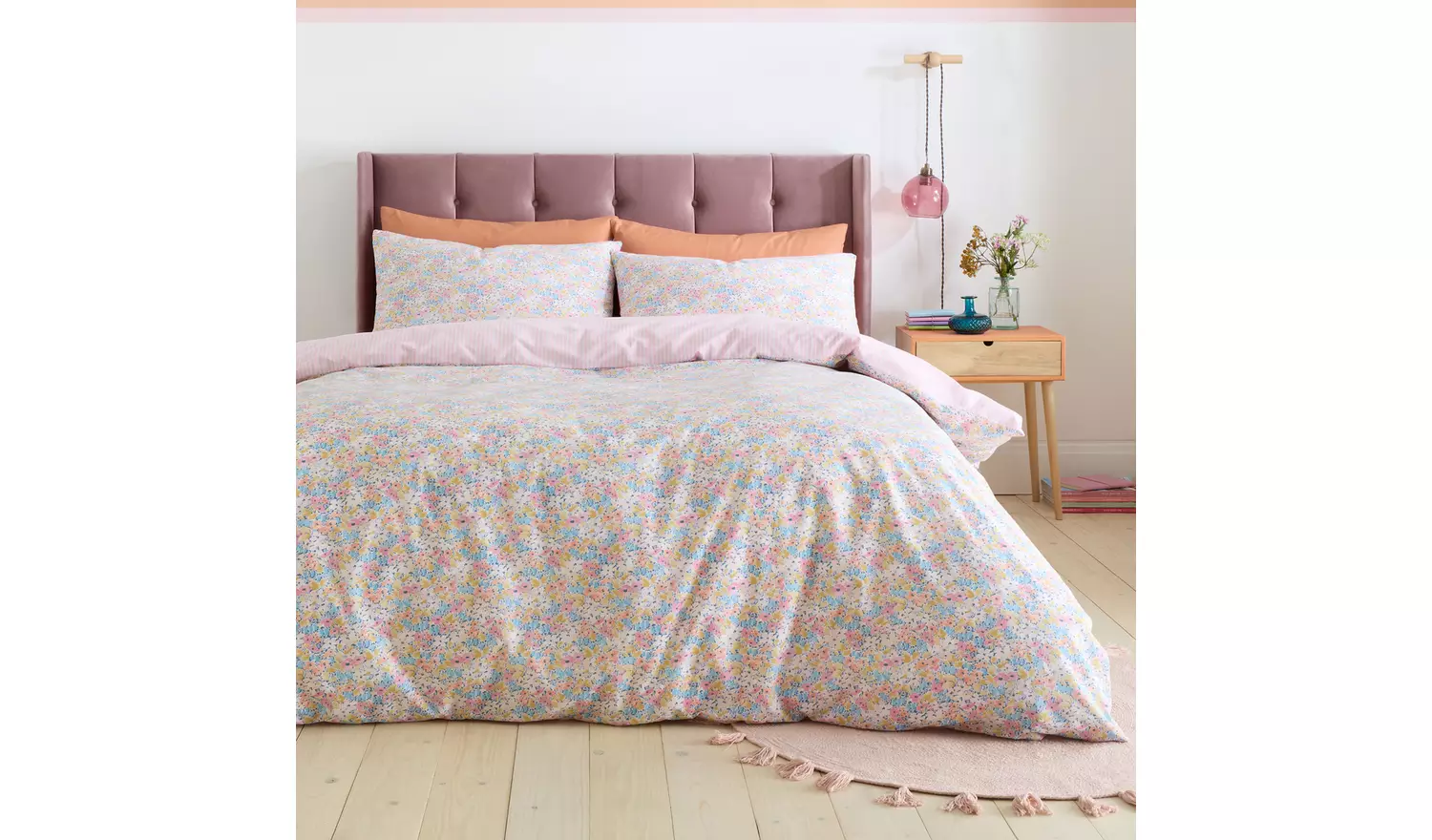 Catherine Lansfield Darcy Floral Pink Bedding Set - Single