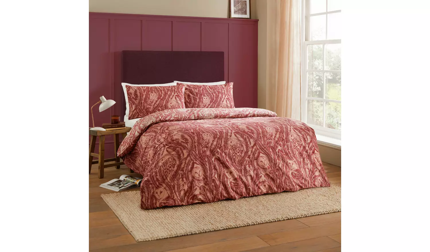 Wylder Albus Red and White Bedding Set - Double