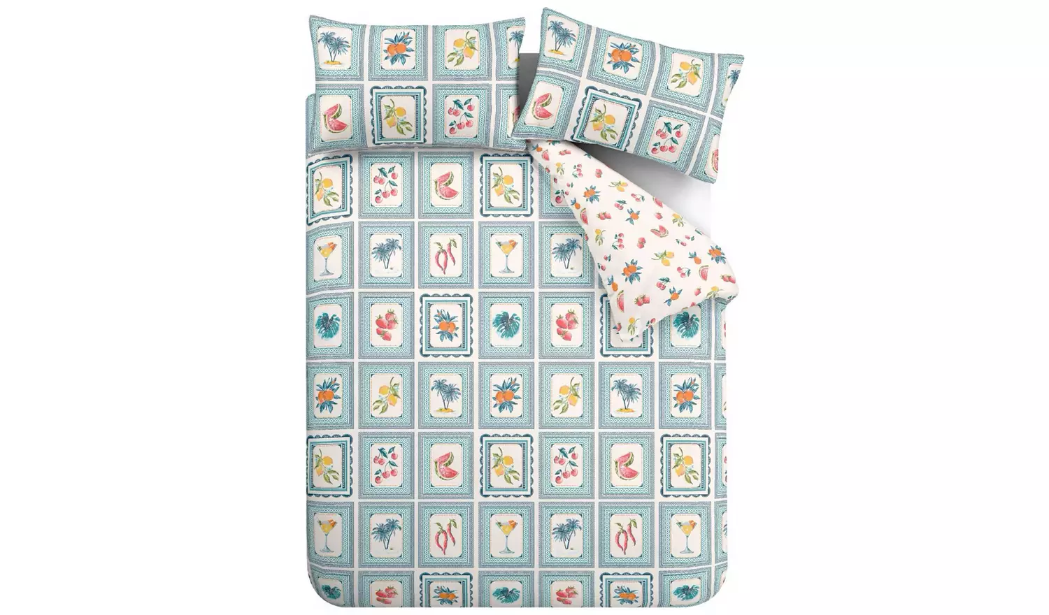 Catherine Lansfield Riviera Tiles Blue Bedding Set - Single