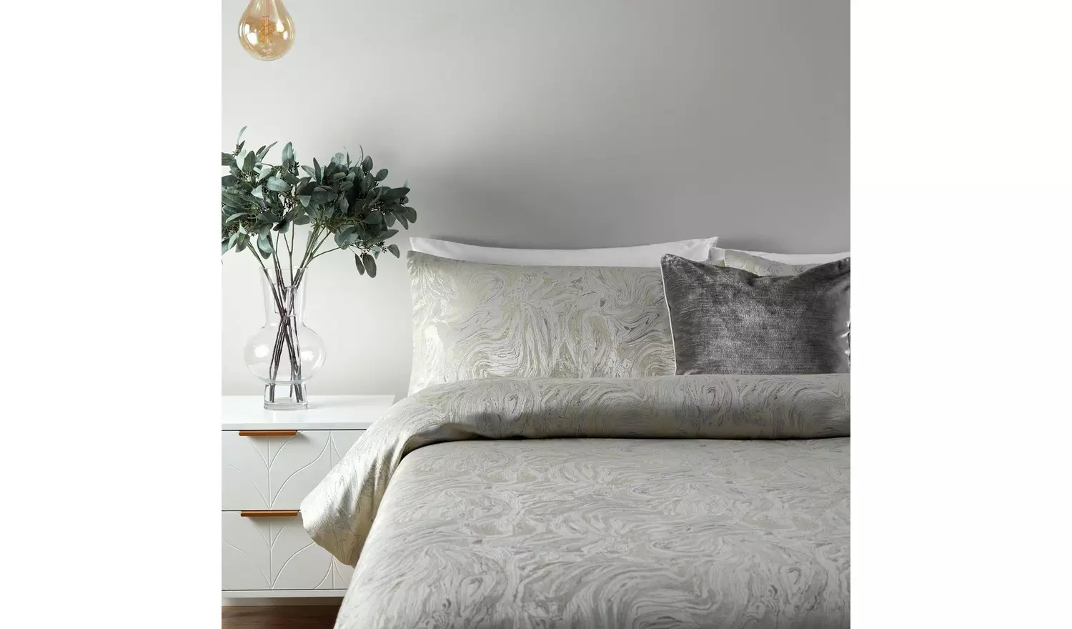 Paoletti Swirling Marble Beige Bedding Set - King size