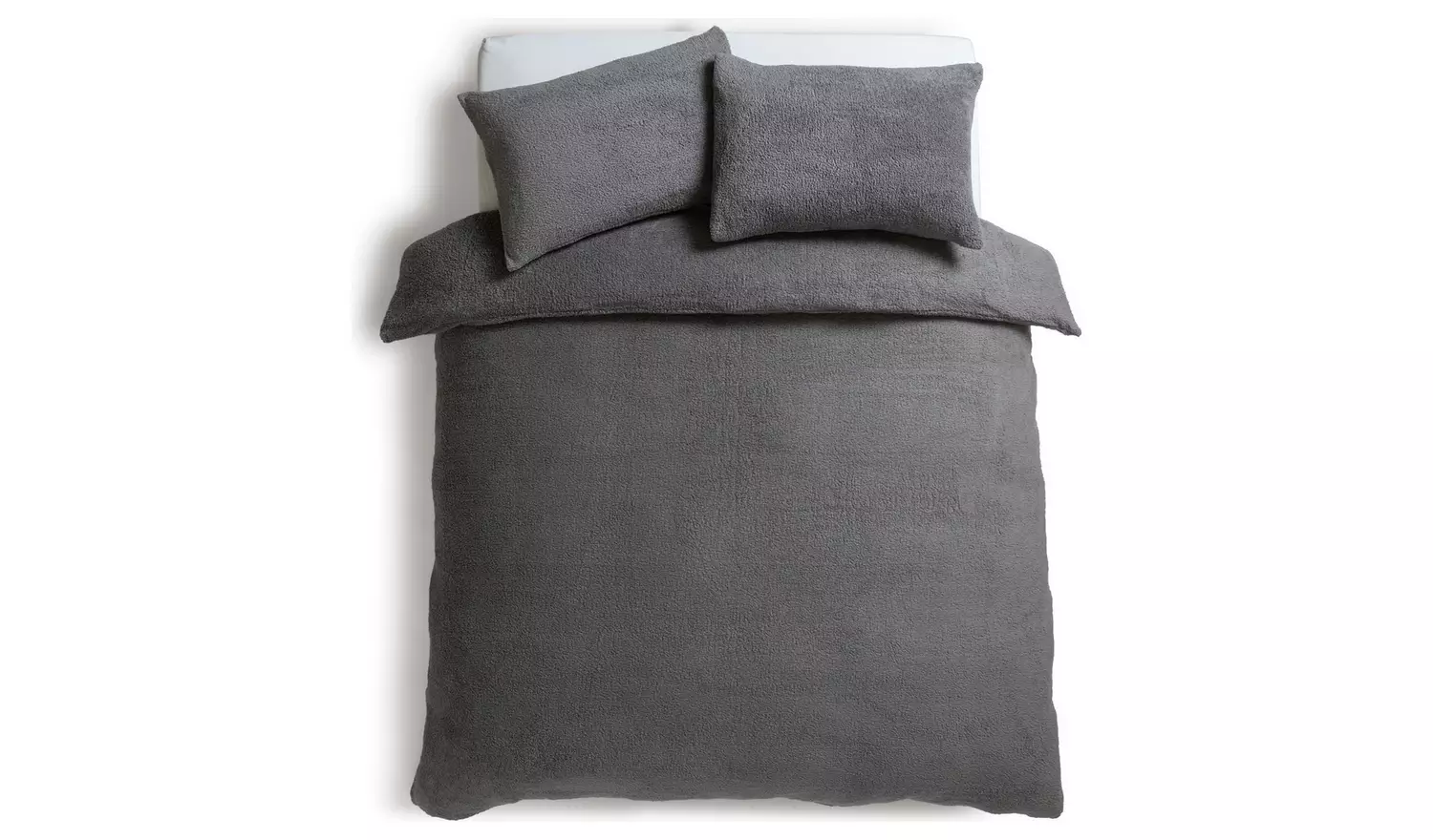 Argos Home Fleece Plain Grey Bedding Set - Double