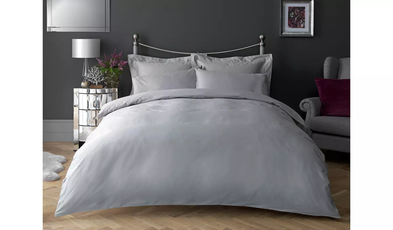 Habitat Egyptian Cotton 400TC Grey Bedding Set - Superking
