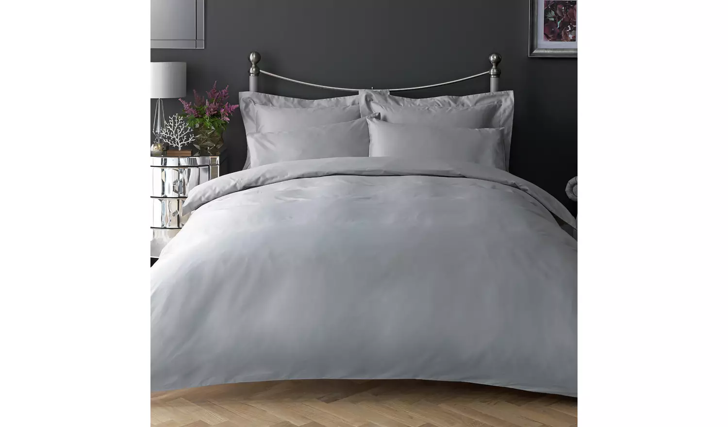 Habitat Egyptian Cotton 400TC Grey Bedding Set - Single