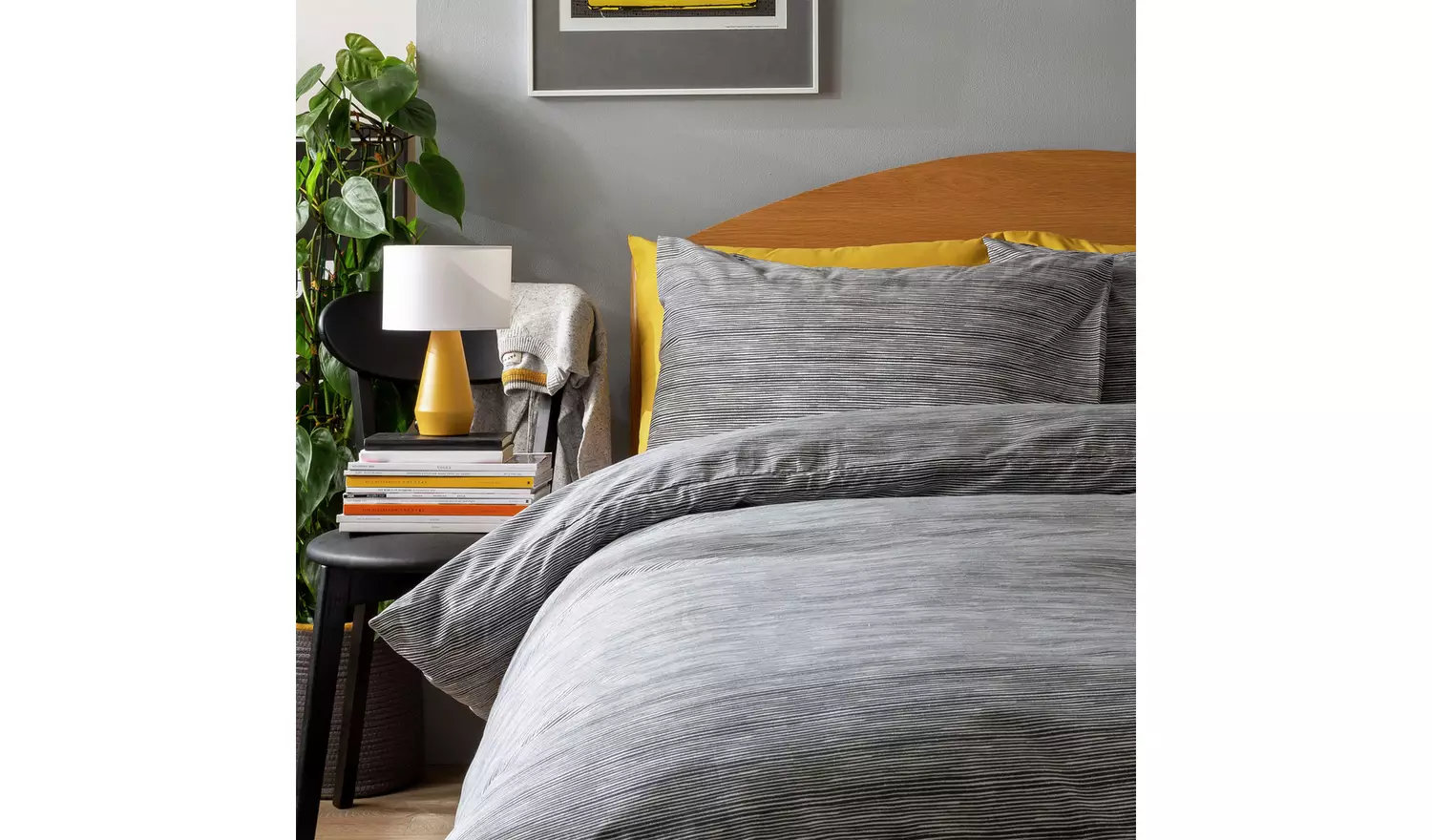Habitat Stockholm Stripe Grey Bedding Set - Double