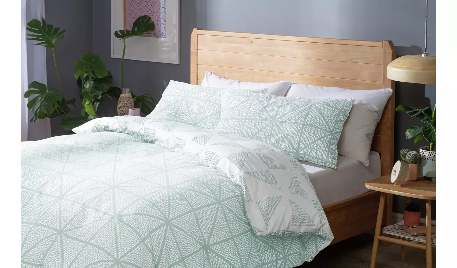 Habitat Stockholm Diamond Dash Duck Egg Bedding Set - Single