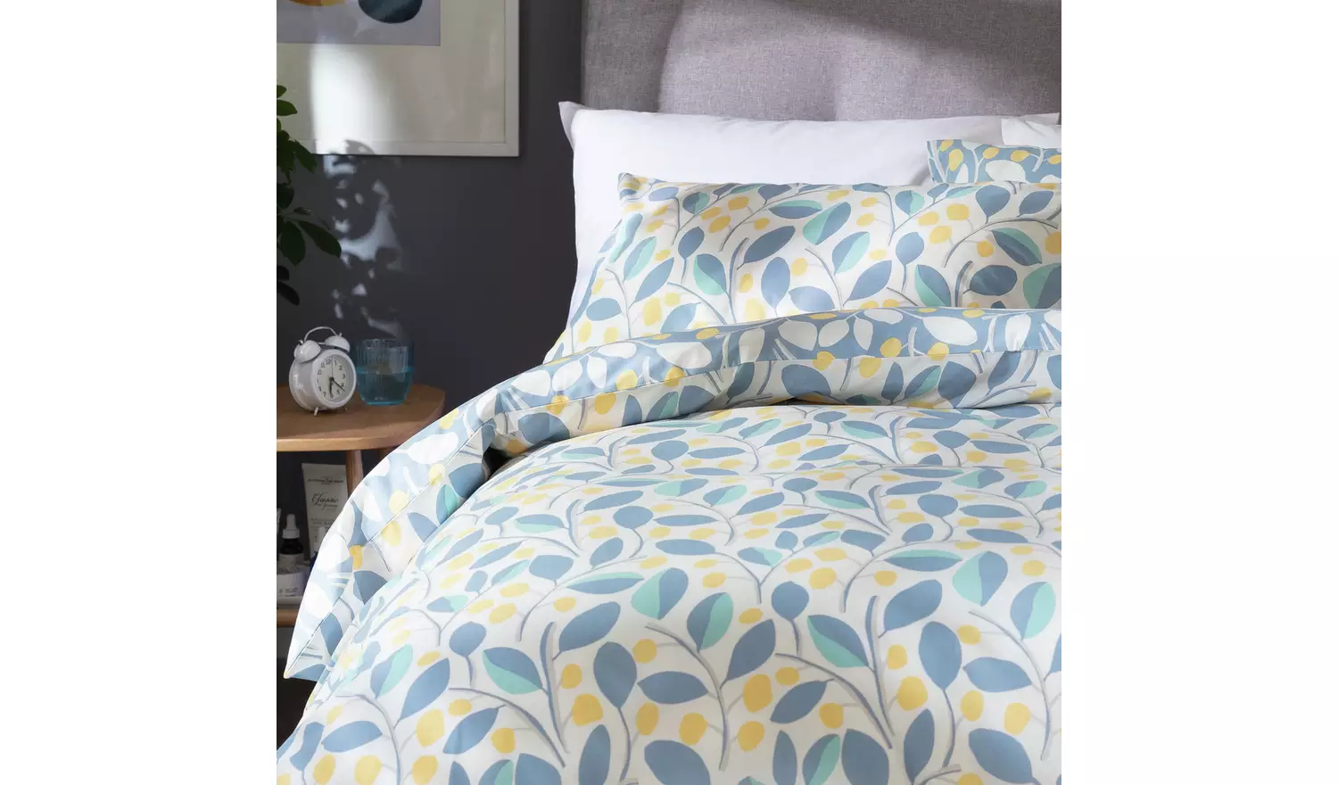 Habitat Scandi Floral Sky Blue & Yellow Bedding Set - Single