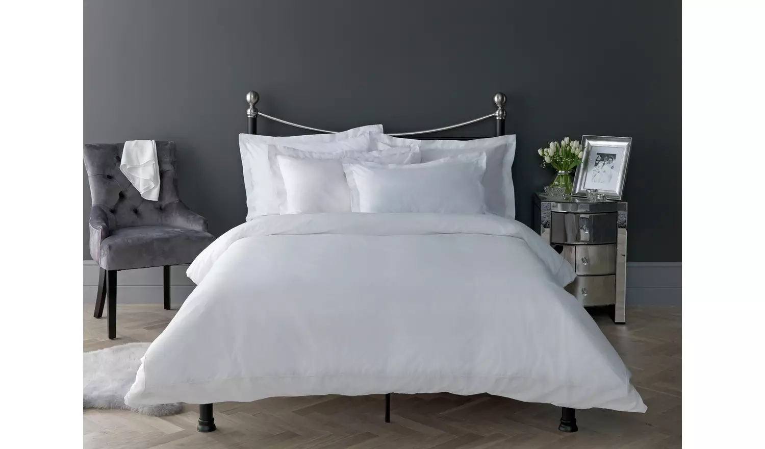 Habitat Egyptian Cotton 400TC Solid White Bedding Set - SK
