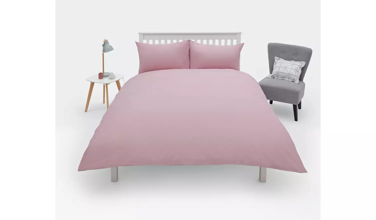 Habitat Cotton Rich 180 TC Plain Pink Bedding Set - Double