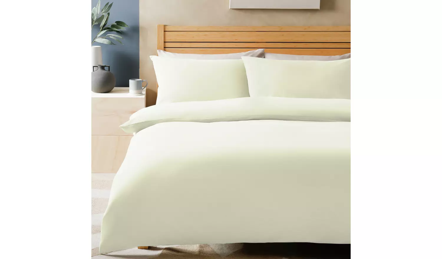Habitat Cotton Rich 180 TC Plain Cream Bedding Set - King
