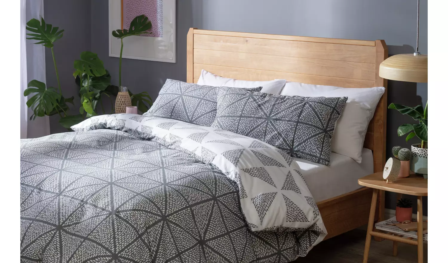 Habitat Stockholm Diamond Dash Grey Bedding Set - Single
