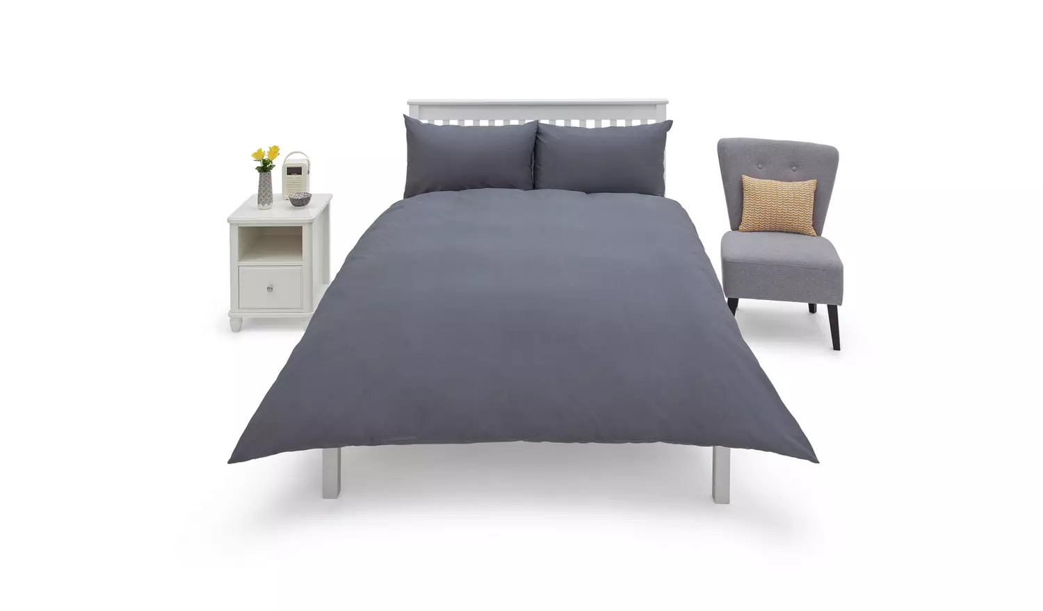 Habitat Cotton Rich 180 TC Plain Charcoal Bedding Set-Double