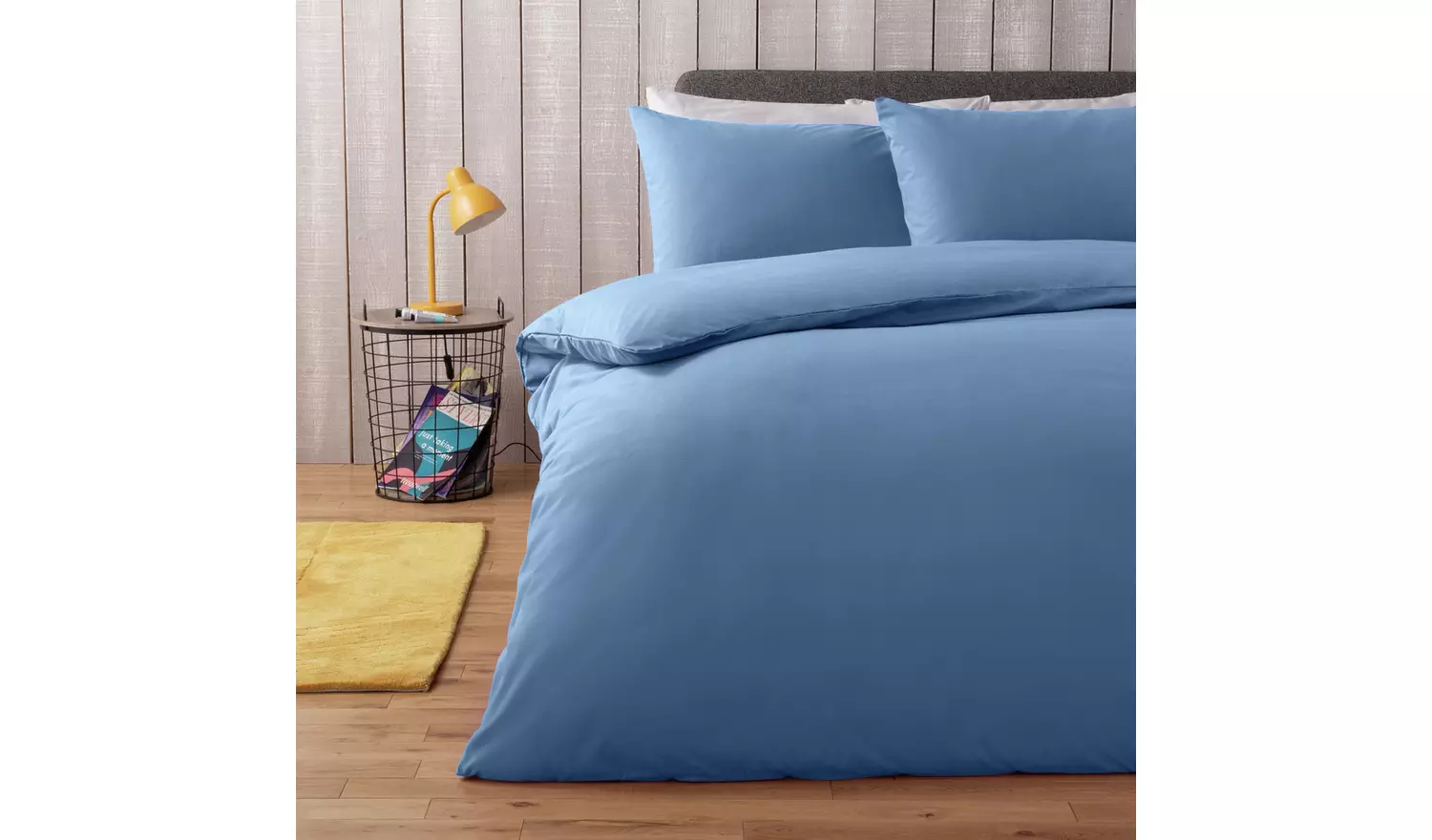 Habitat Easycare Plain Ink Blue Bedding Set - Double