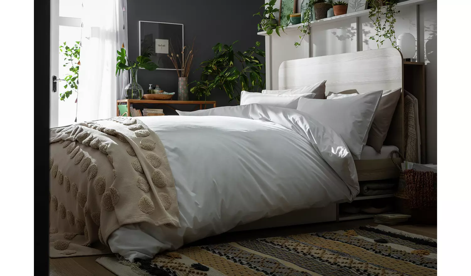 Habitat Cotton Rich 180 TC Plain White Bedding Set - Double