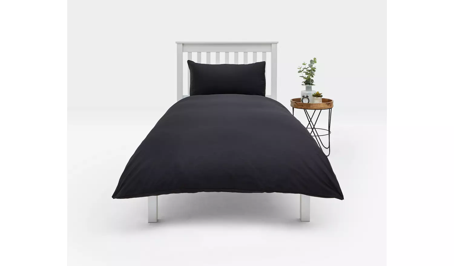 Habitat Cotton Rich 180 TC Plain Black Bedding Set - Double