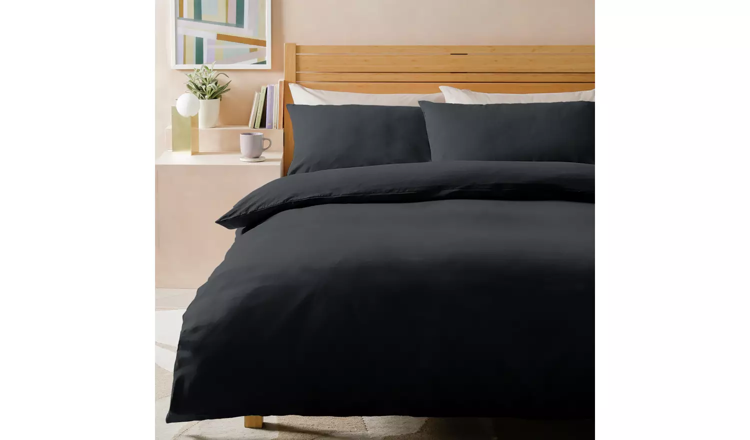 Habitat Stonewashed Cotton Charcoal Bedding Set - Double