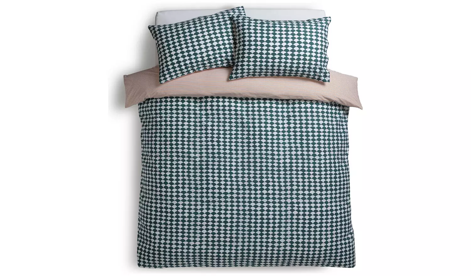 Habitat Cotton Scallop Teal Reversible Bedding Set - Double
