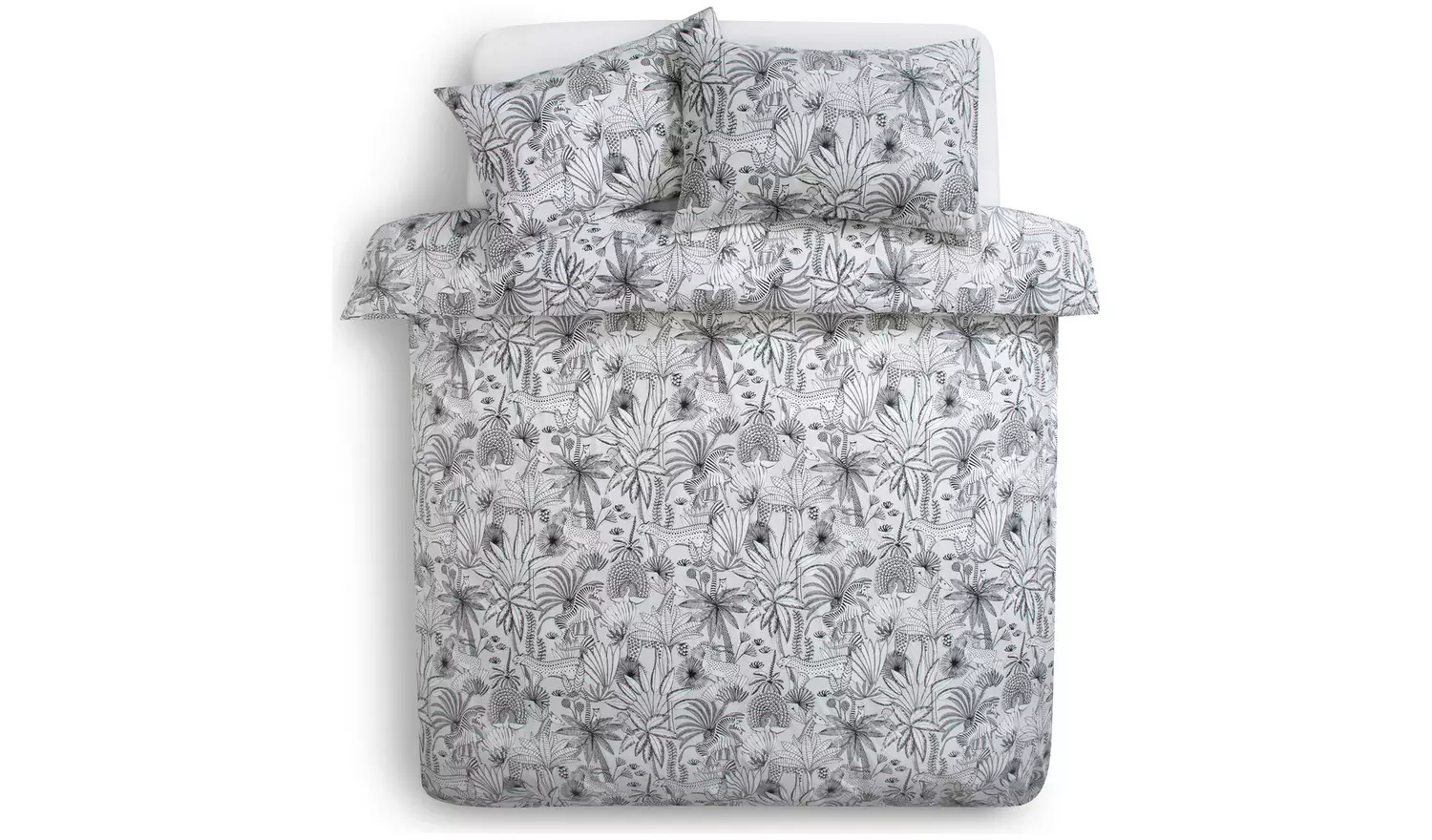 Habitat Cotton Jungle Black & White Bedding Set - Superking