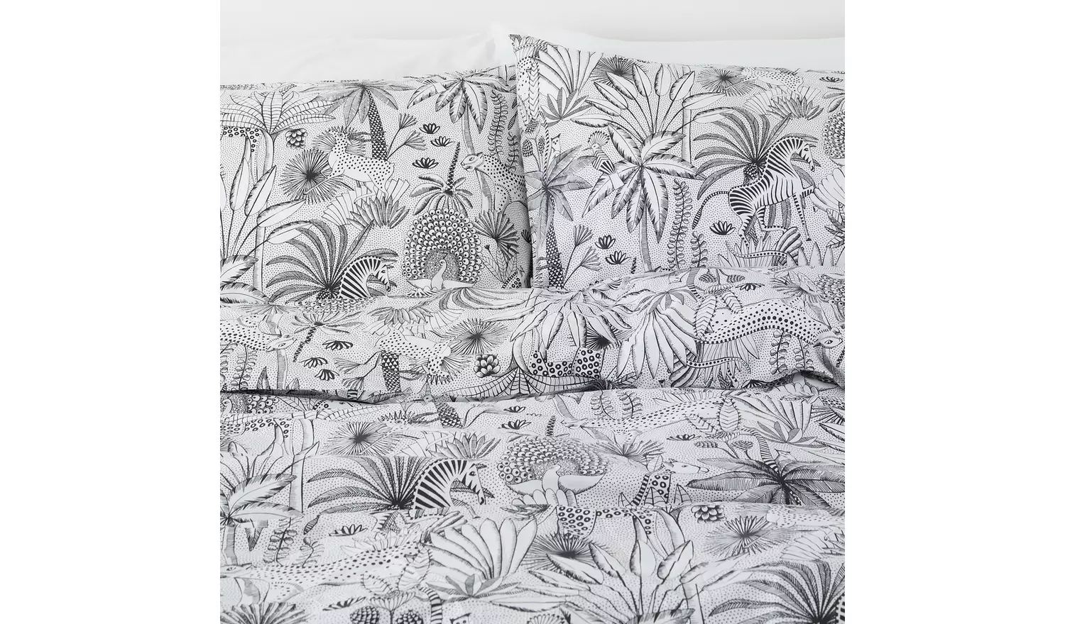 Habitat Cotton Jungle Black & White Bedding Set - Superking