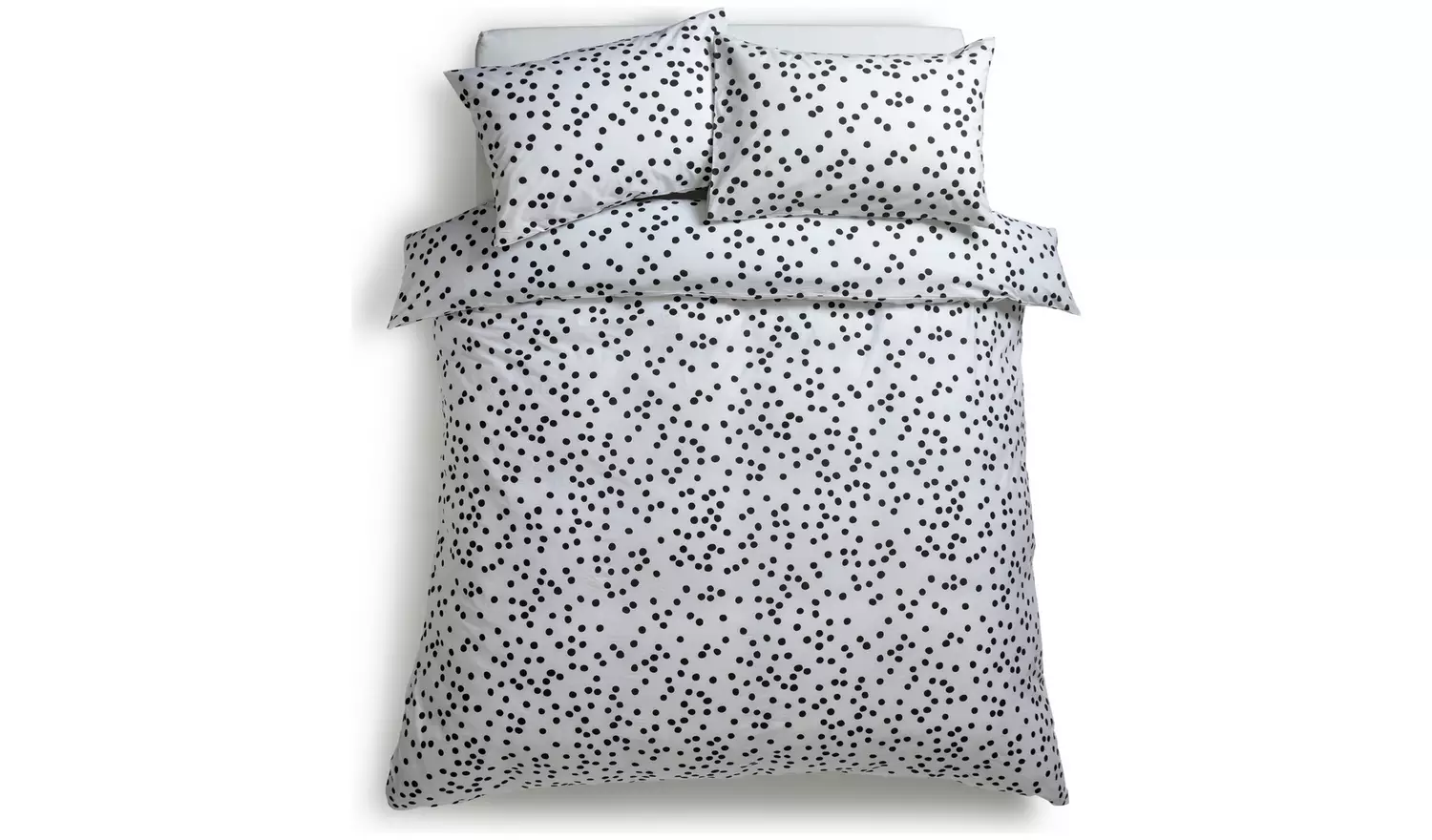 Habitat Cotton Dot Penny White & Black Bedding Set - Double