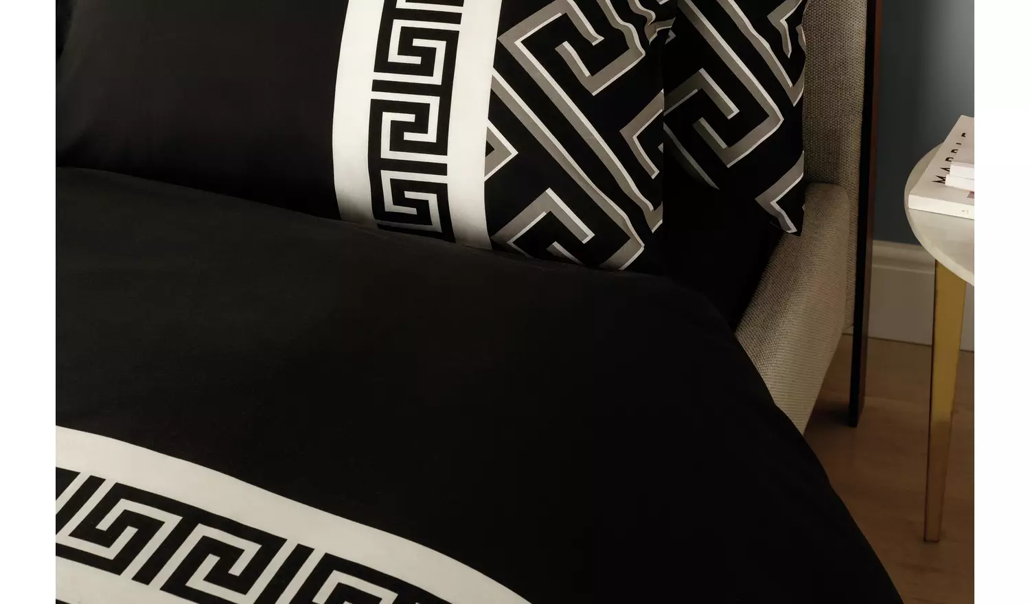 Argos Home Greek Geo Black & Grey Bedding Set - Kingsize