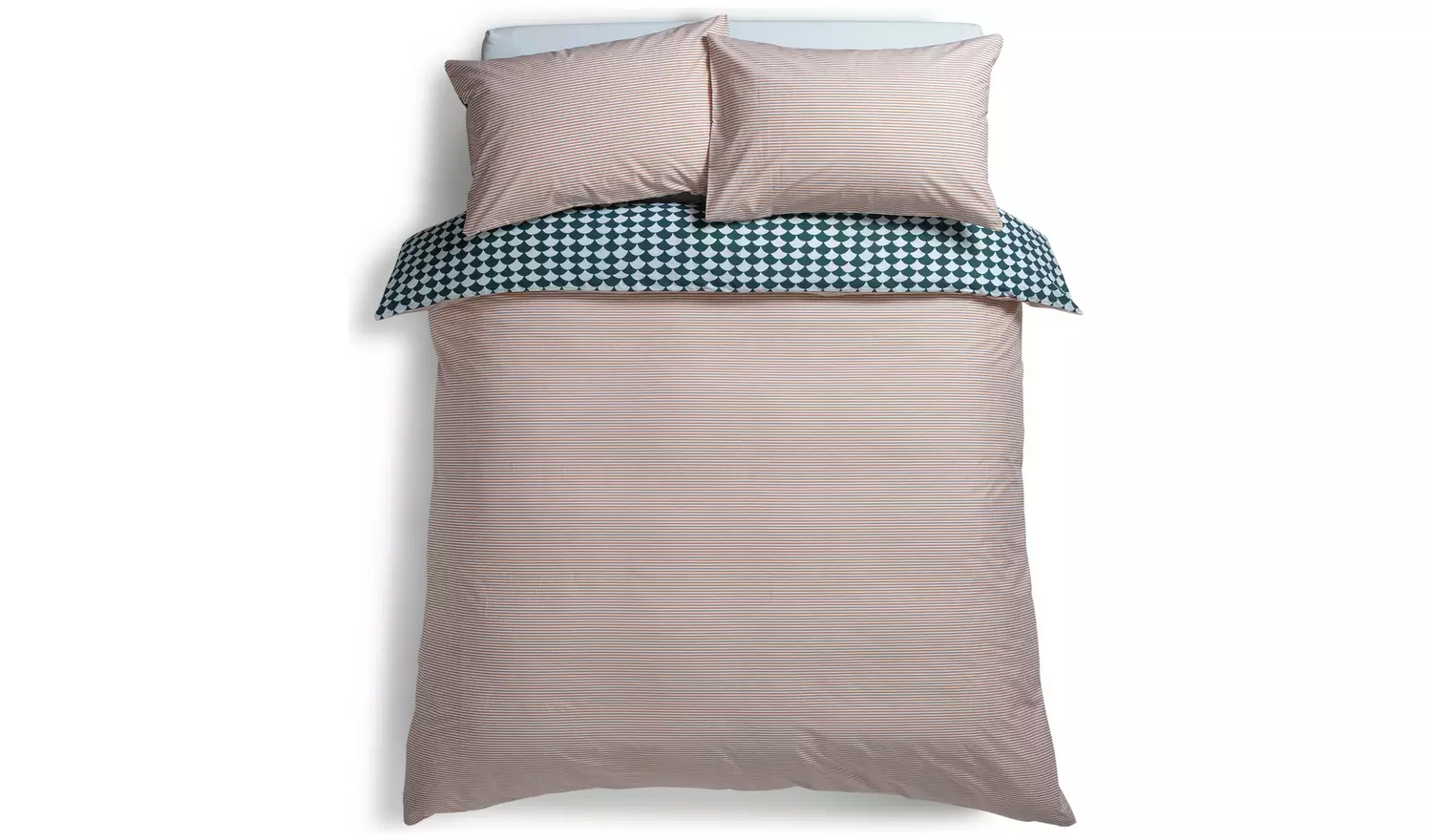 Habitat Cotton Scallop Teal Reversible Bedding Set -Kingsize