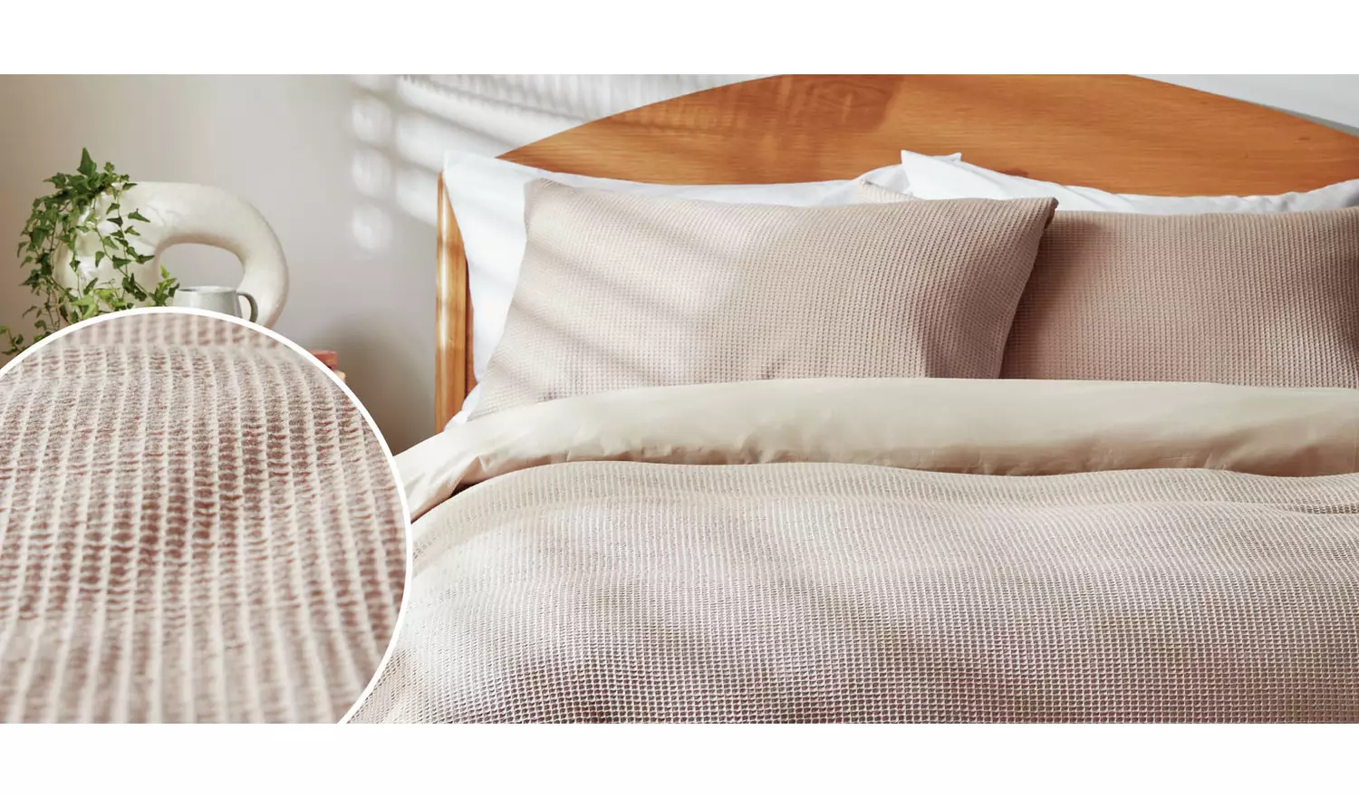 Habitat Cotton Waffle Neutral Bedding Set - Double