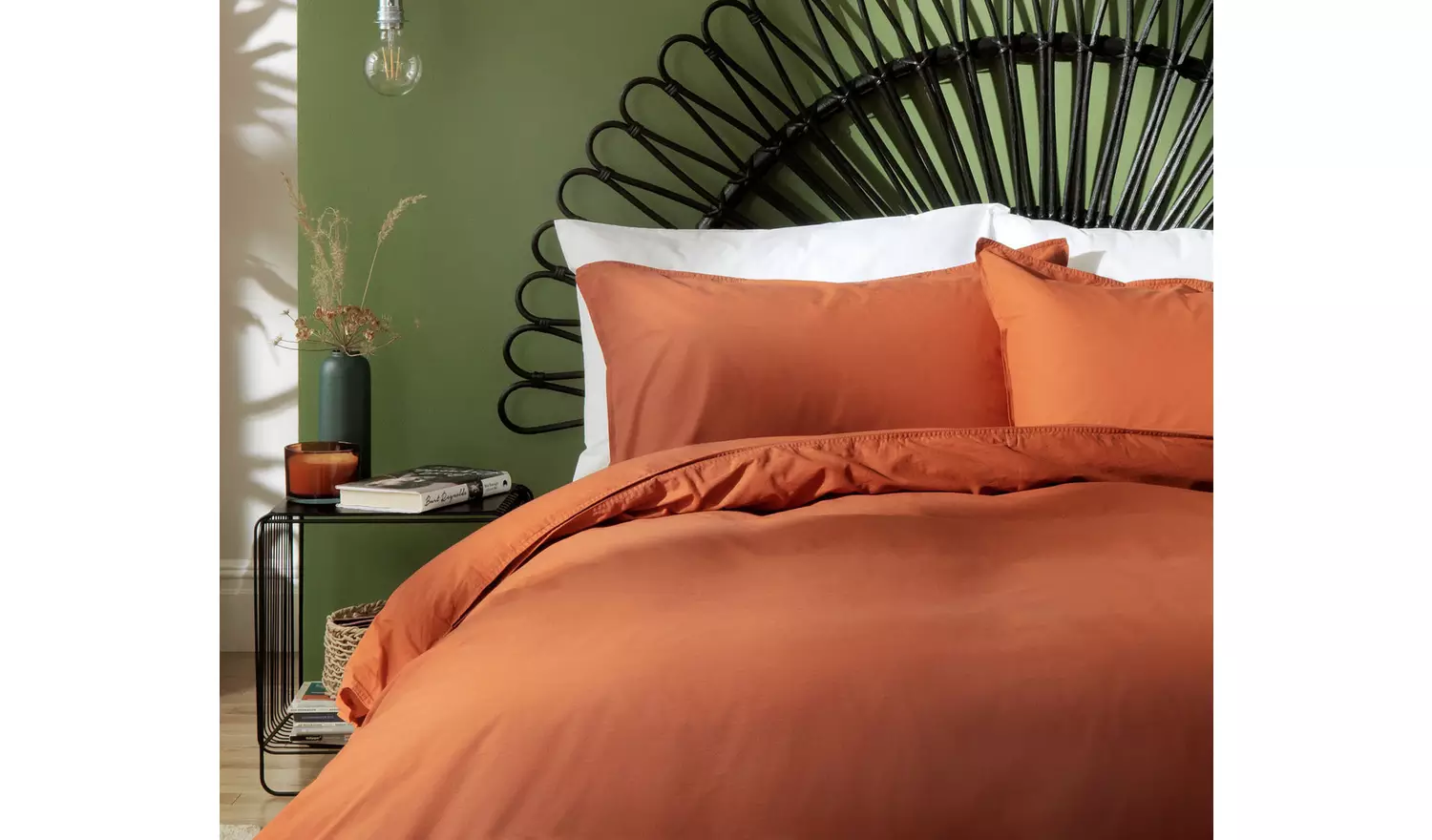 Habitat Cotton Linen Plain Rust Bedding Set - Double
