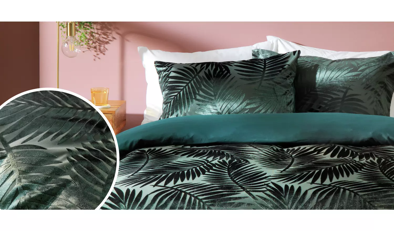 Habitat Feather Velvet Green Bedding Set - Kingsize