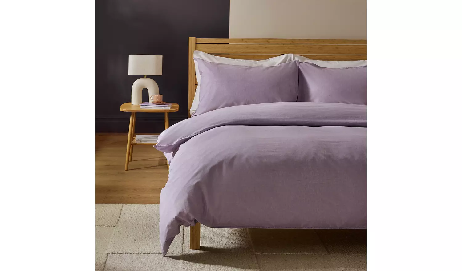 Habitat Reset Cotton Textured Print Lilac Bedding Set-Double