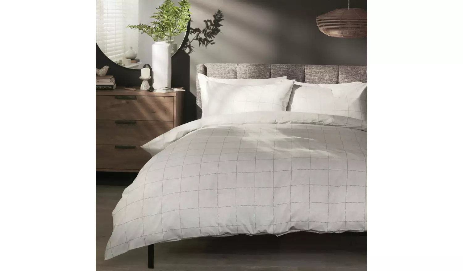 Habitat Country Grid Grey Bedding Set - Double