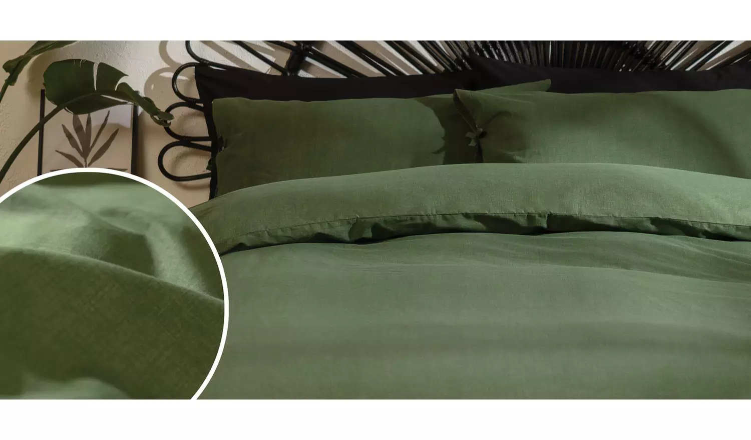 Habitat Cotton Textured Plain Green Bedding Set - Single