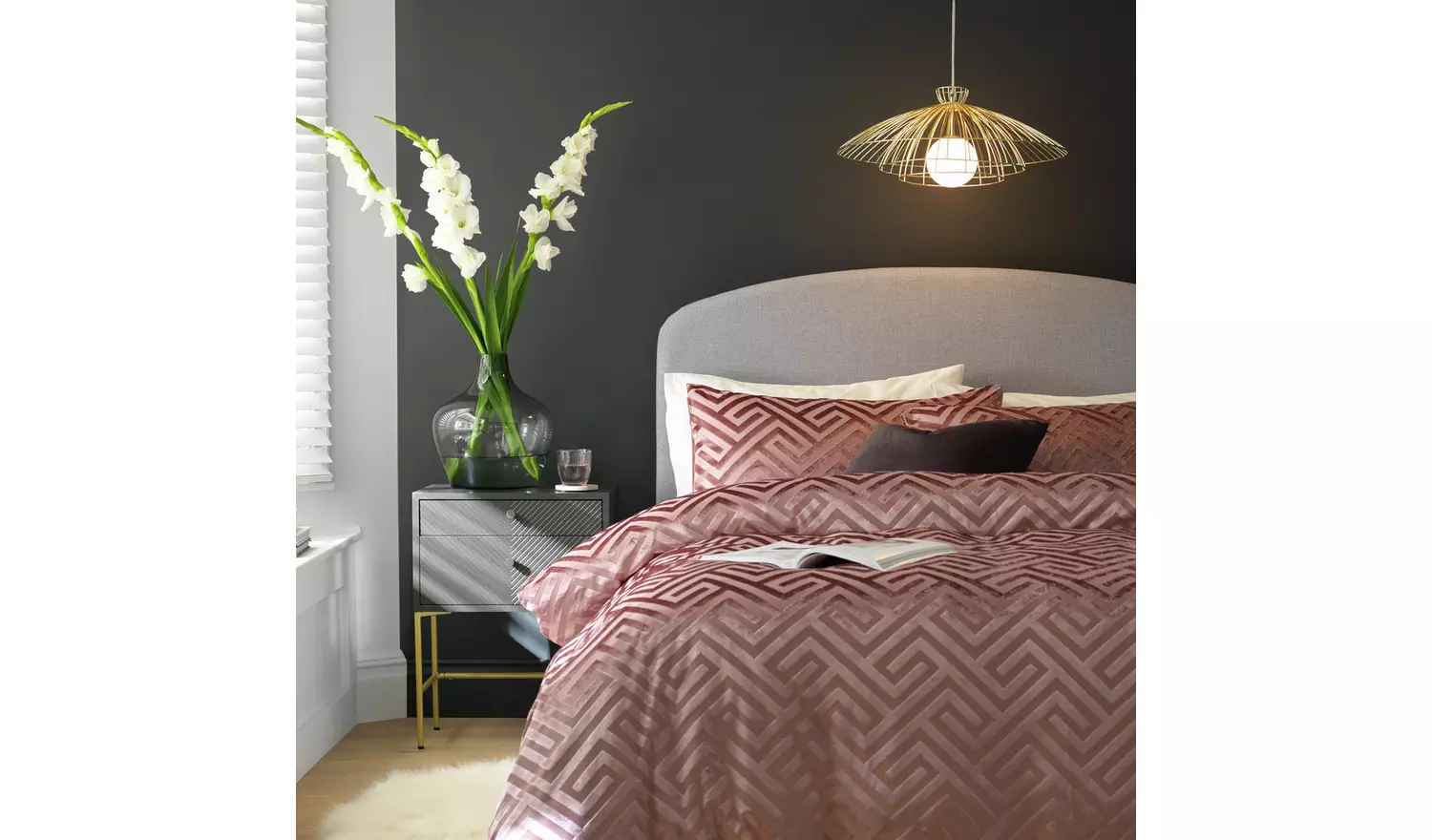 Habitat Geo Velvet Blush Pink Bedding Set - Single