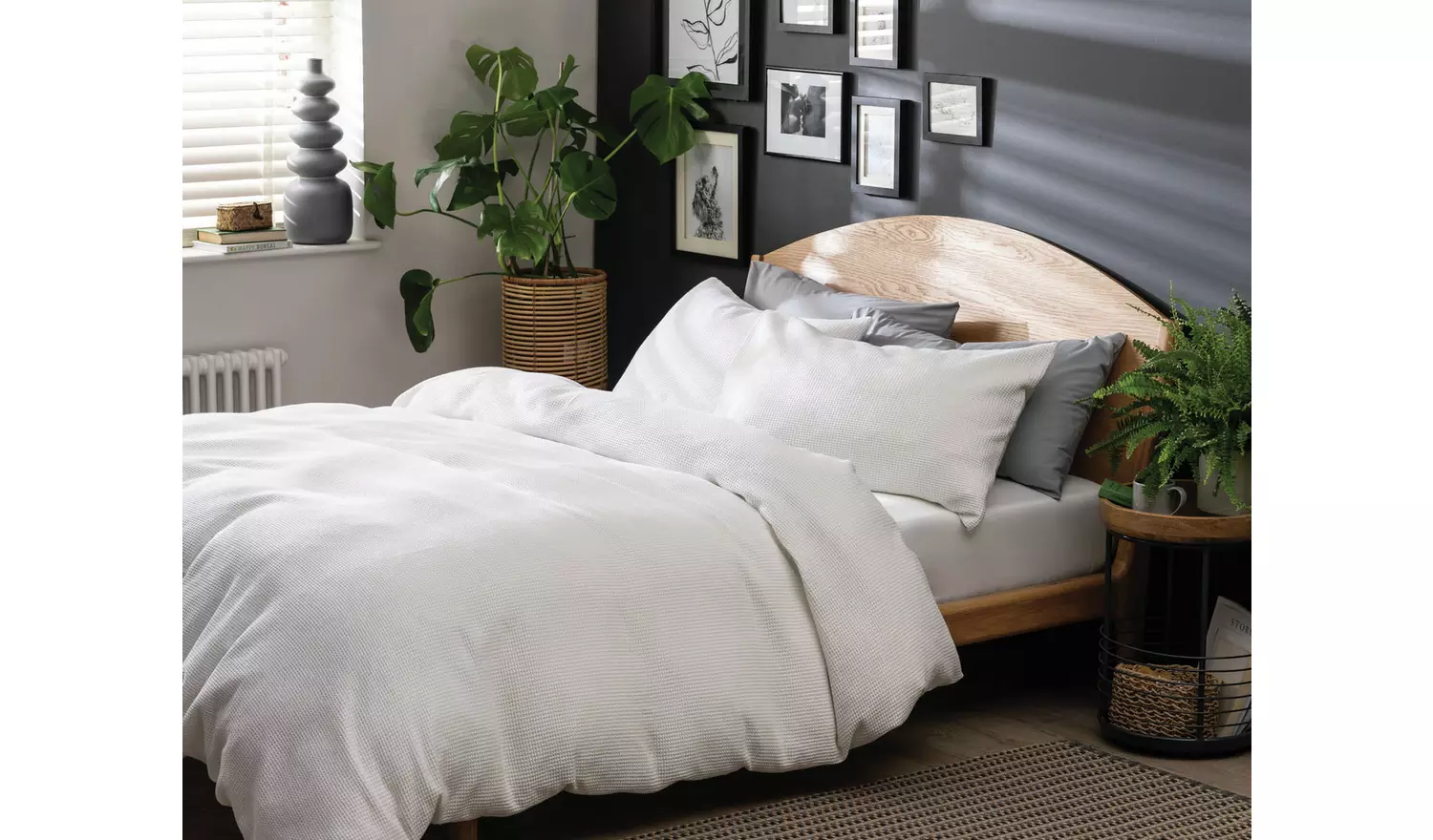 Habitat Cotton Waffle Plain White Bedding Set - Single