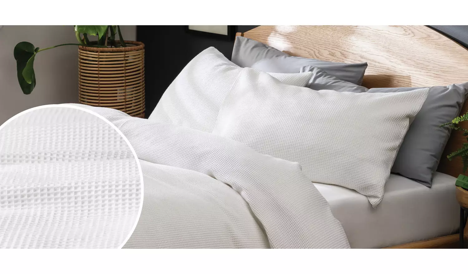 Habitat Cotton Waffle Plain White Bedding Set - Single