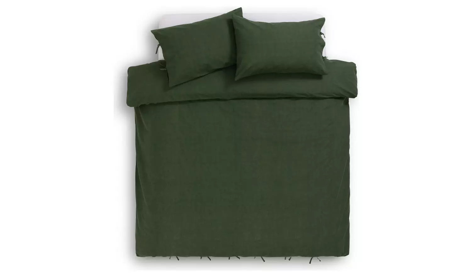 Habitat Cotton Textured Plain Green Bedding Set - Double