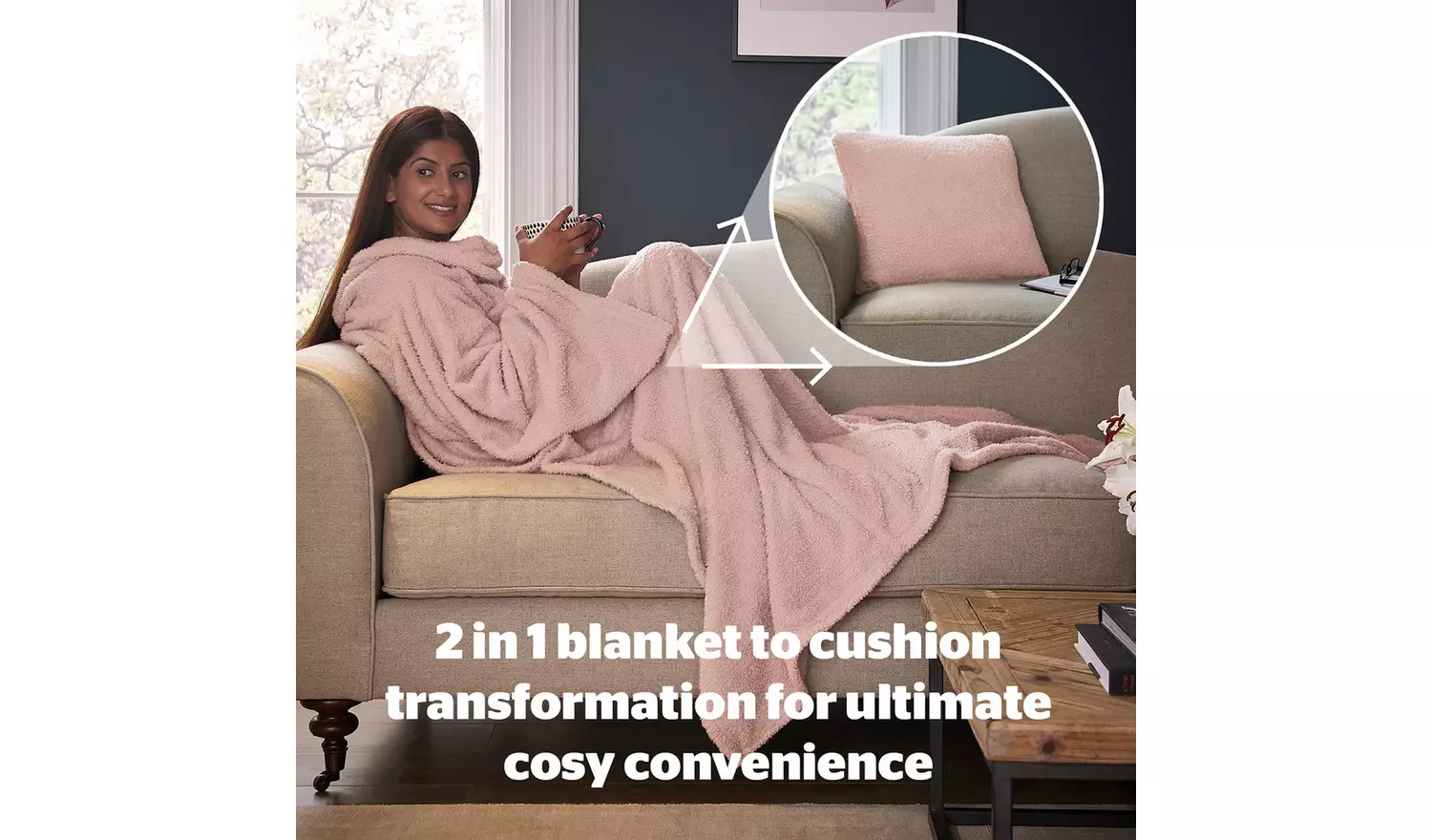 Silentnight Snugsie Wearable Blanket with Sleeves-Blush Pink