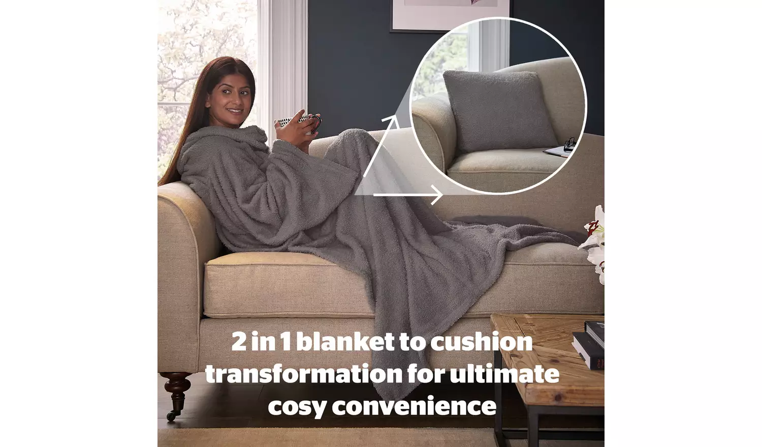 Silentnight Snugsie Wearable Blanket with Sleeves - Grey