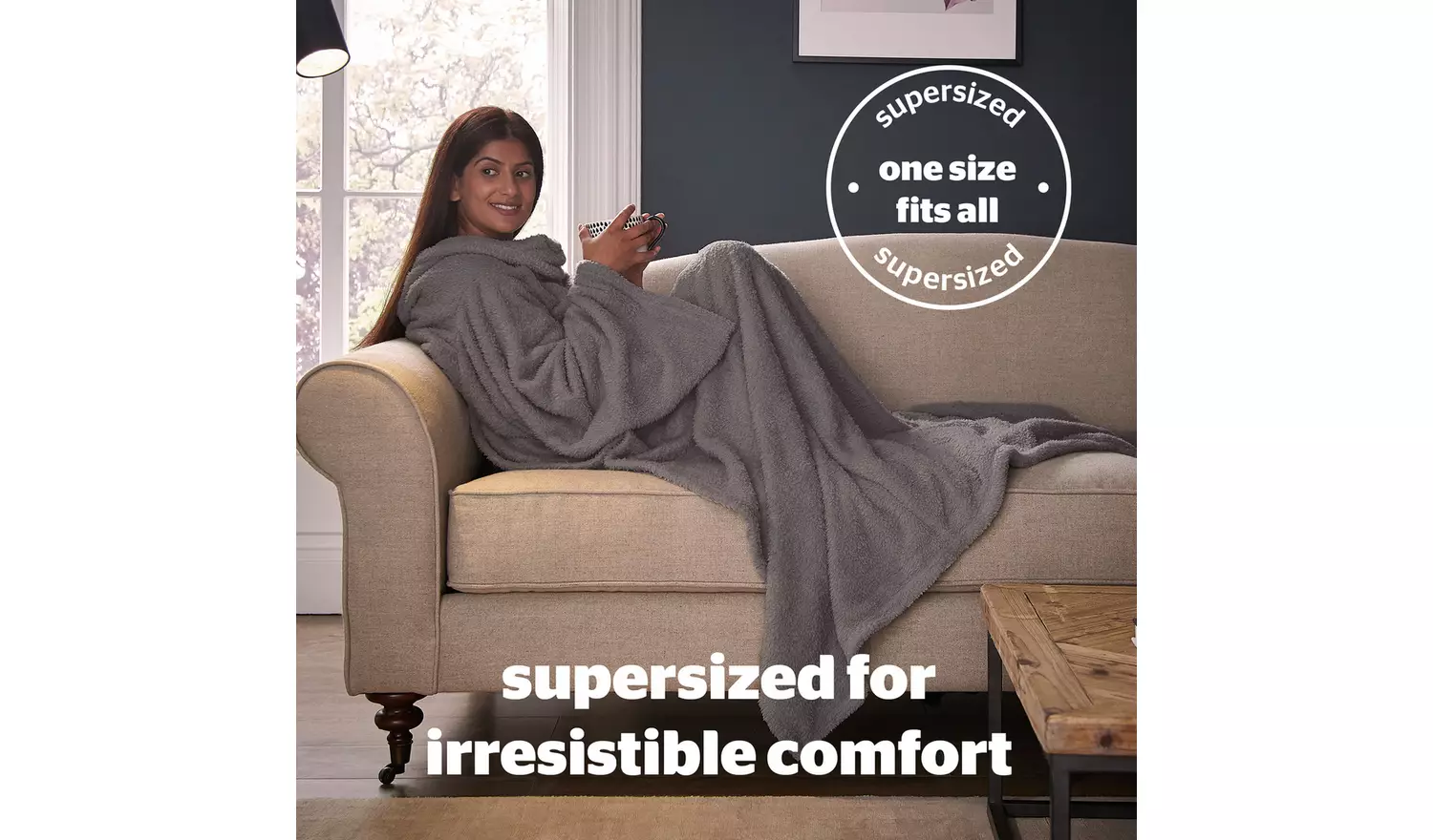 Silentnight Snugsie Wearable Blanket with Sleeves - Grey