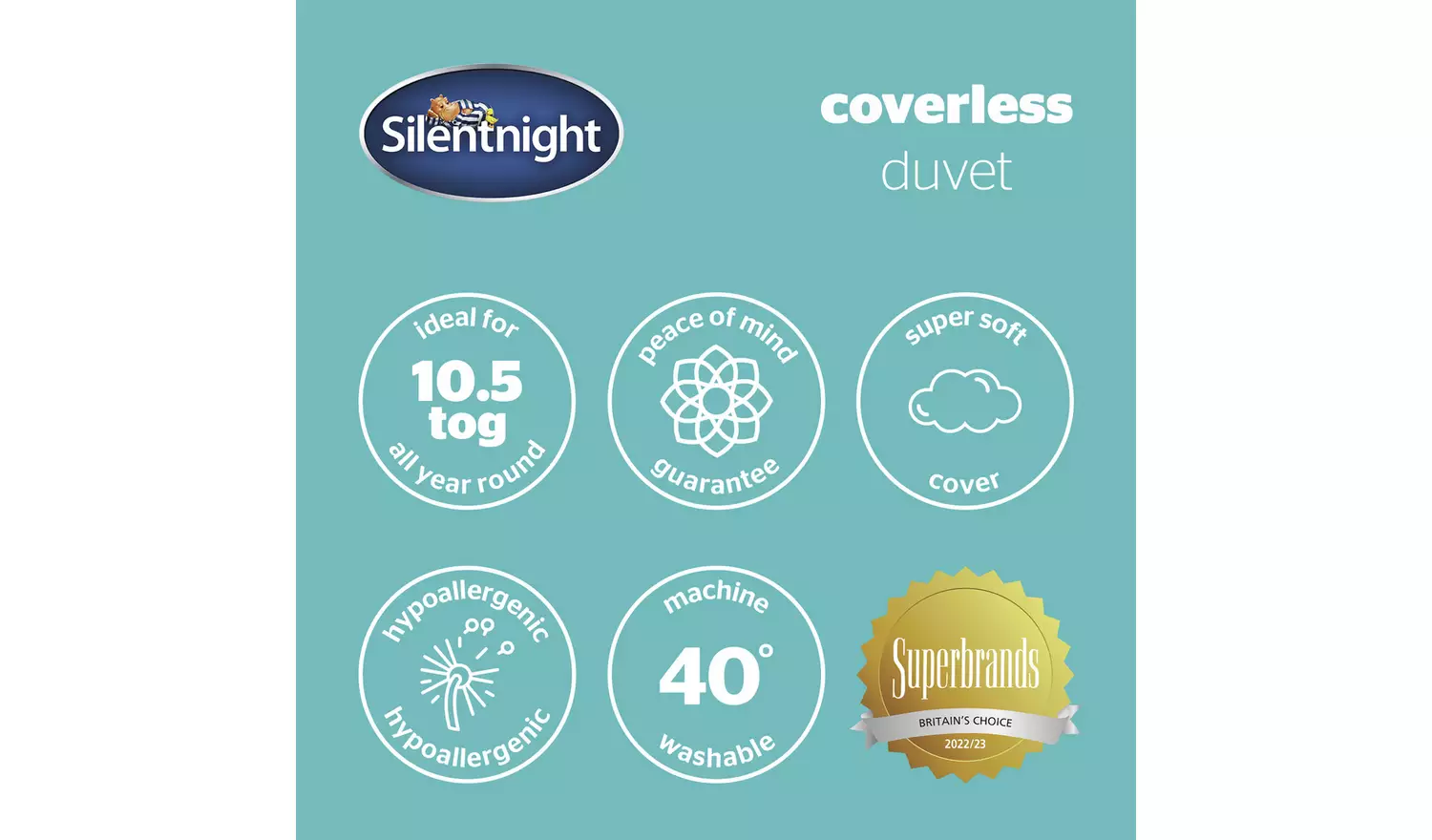 Silentnight Coverless 10.5Tog Grey Duvet &Pillowcase- Double