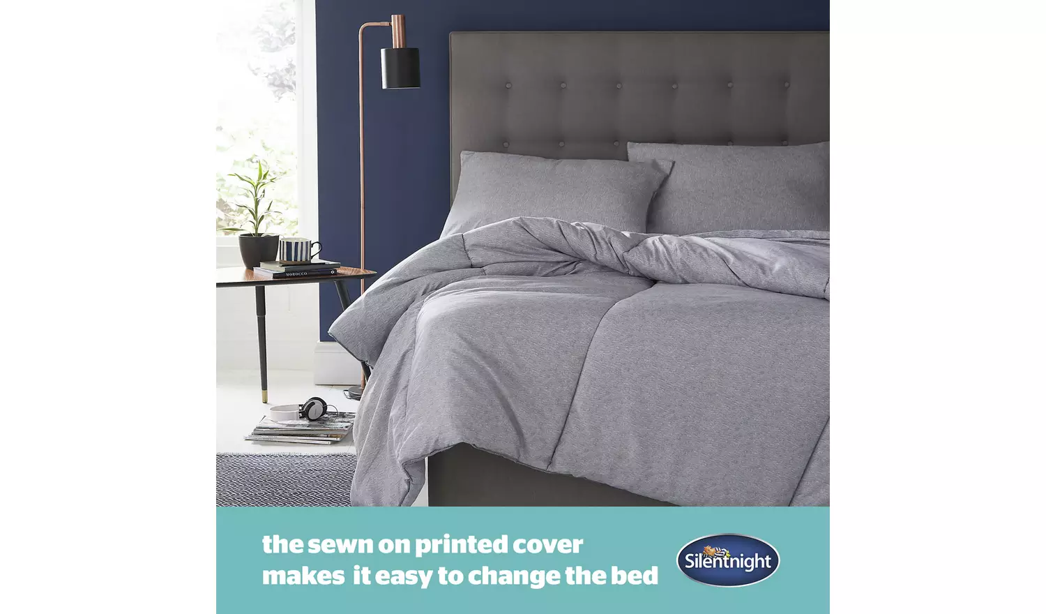 Silentnight Coverless 10.5Tog Grey Duvet & Pillowcase-Single