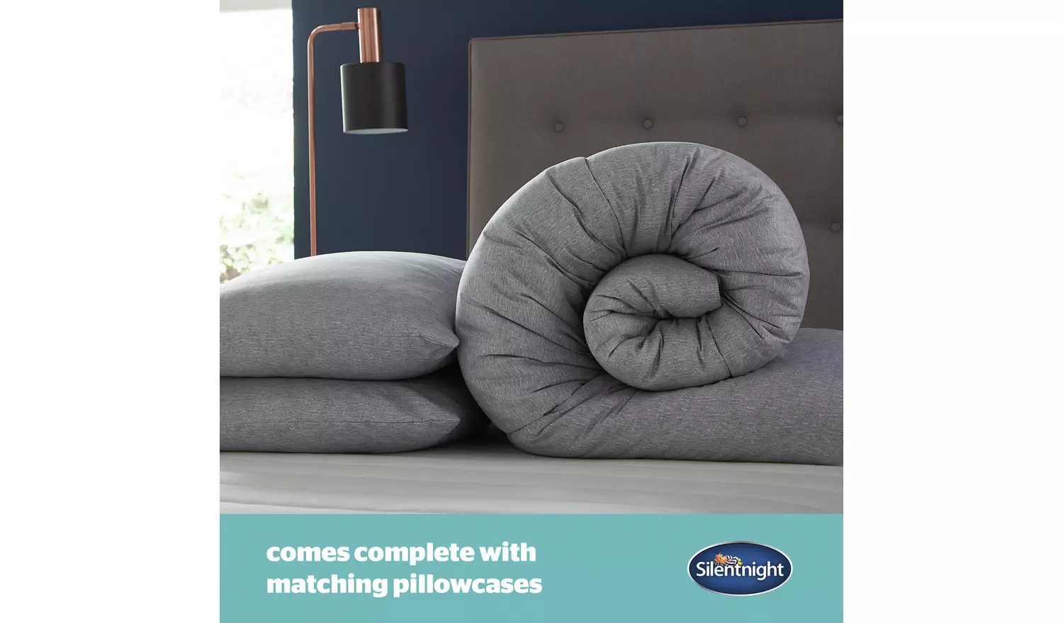 Silentnight Coverless 10.5Tog Grey Duvet & Pillowcase-Single