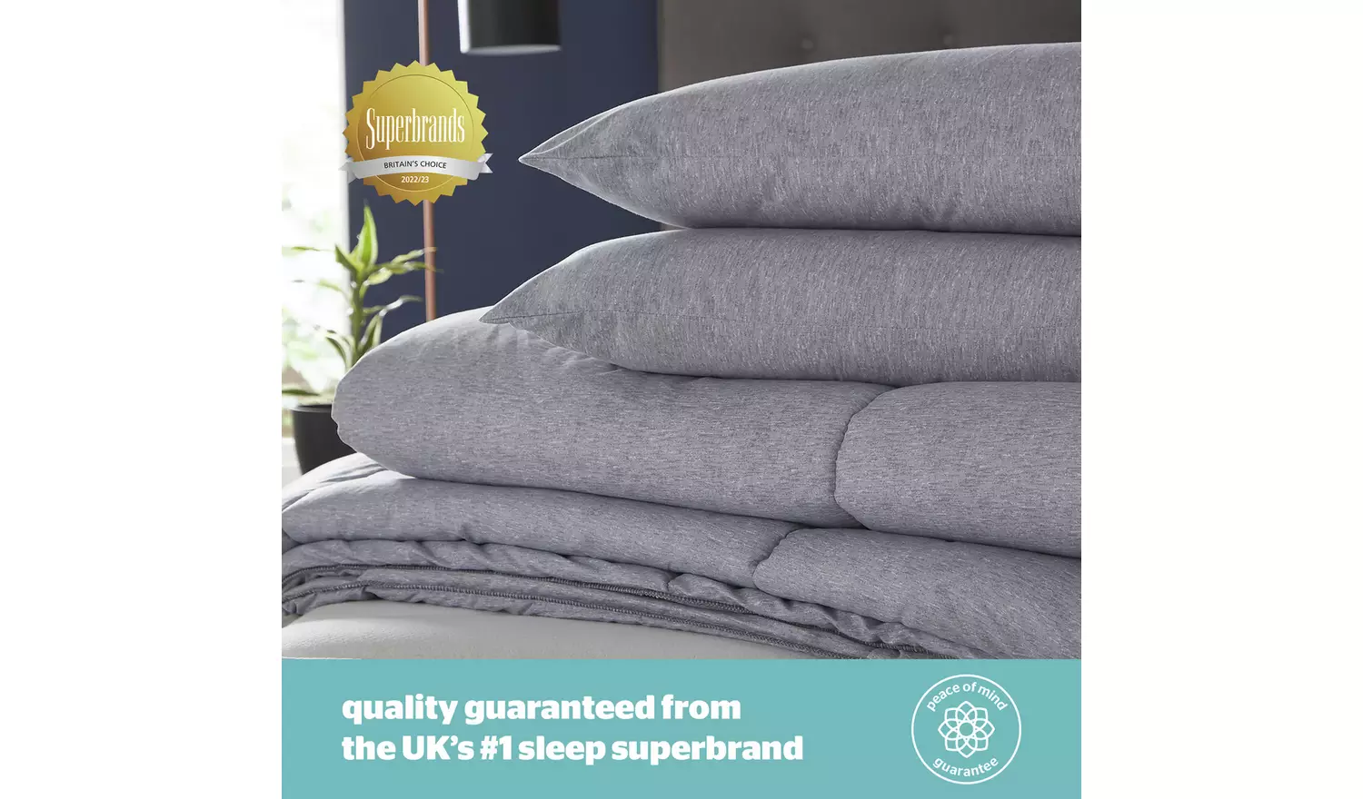 Silentnight Coverless 10.5Tog Grey Duvet & Pillowcase-Single