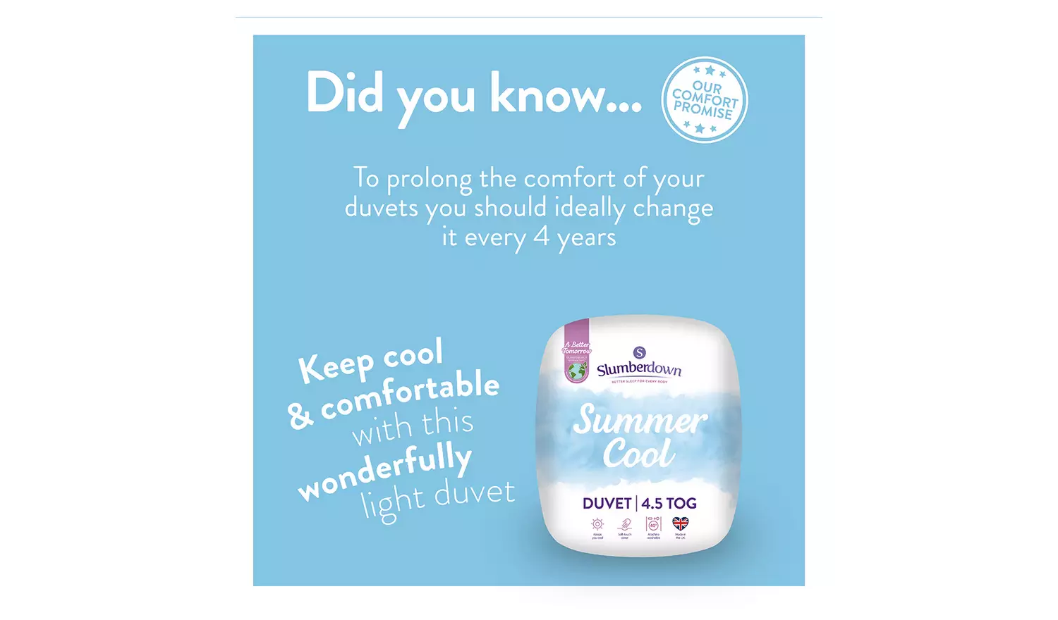 Slumberdown Summer Cool 4.5 Tog Duvet - Superking