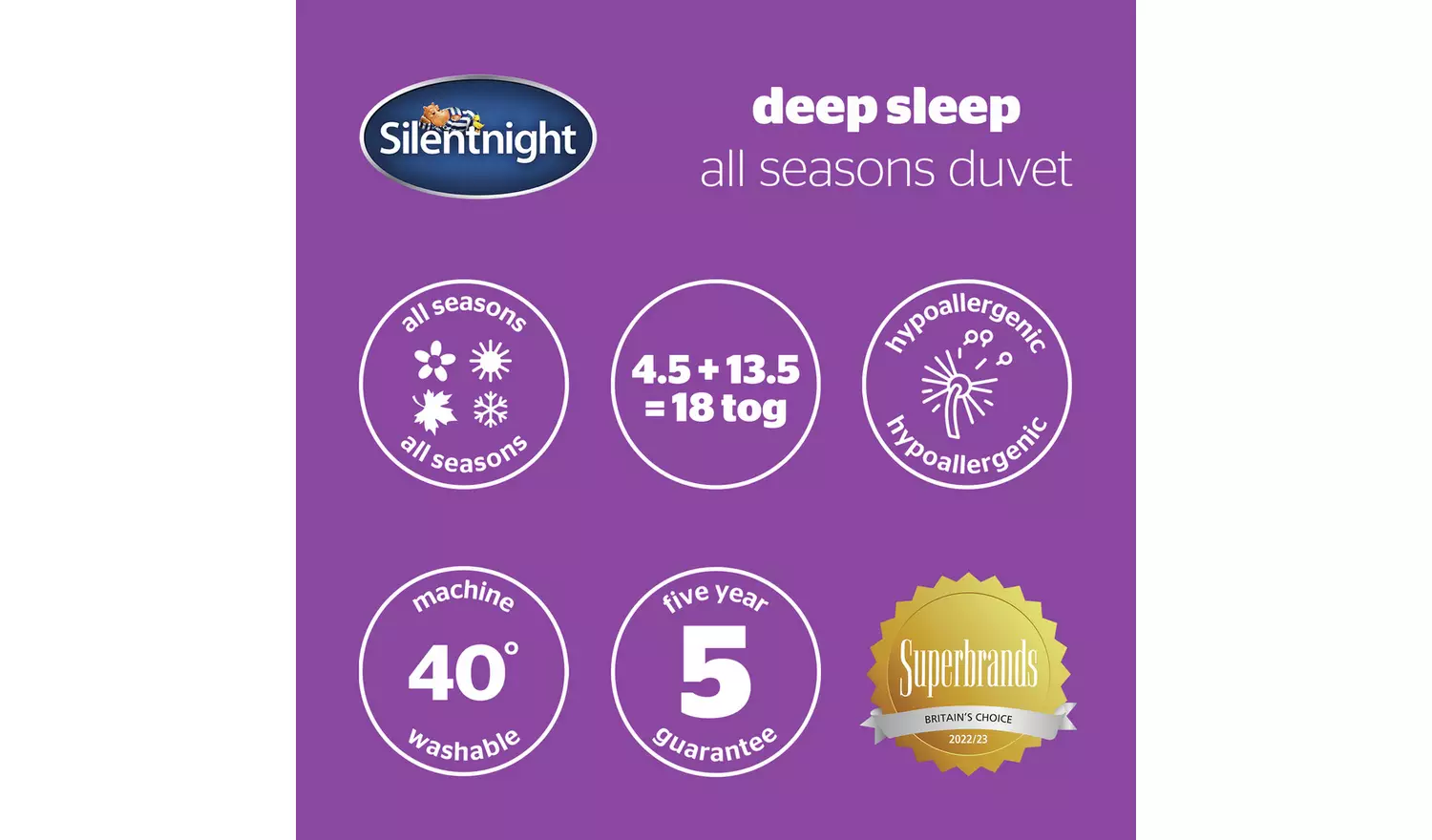 Silentnight Deep Sleep All Seasons 18 Tog Duvet - Double