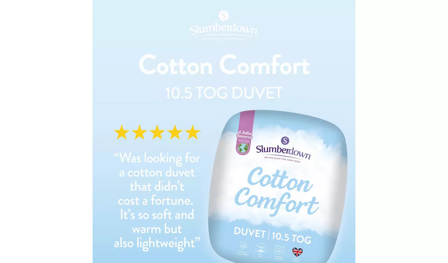 Slumberdown Cotton Comfort 10.5 Tog Duvet - Single