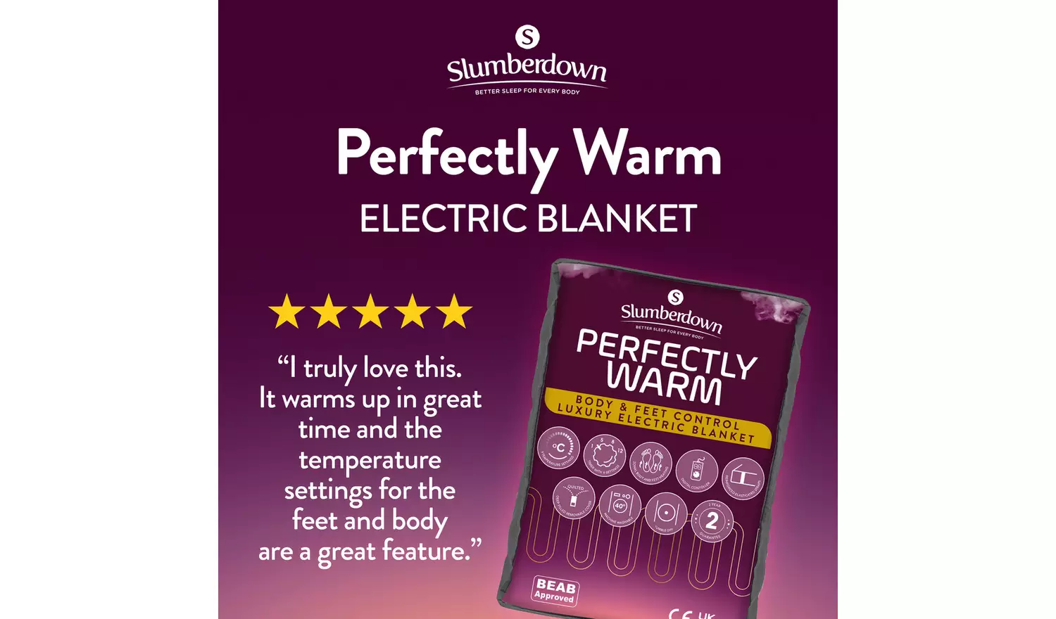 Slumberdown Perfectly Warm Luxury Electric Blanket-Double