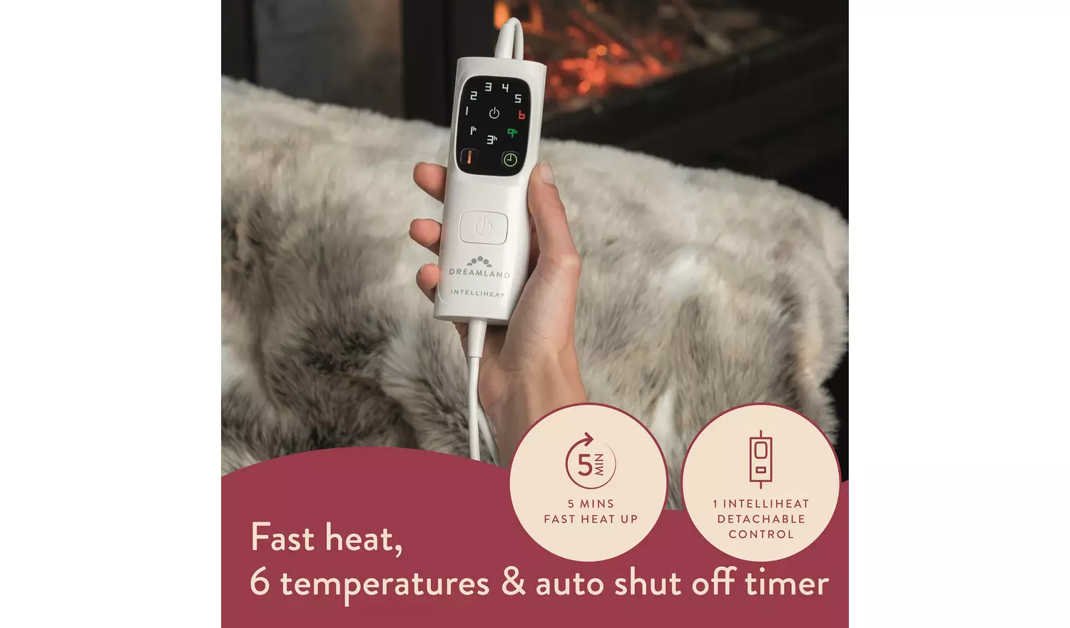 Dreamland Luxury Faux Fur Husky Heated Throw - Large